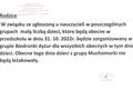 Informacja zawierająca tekst o tym, że 31.10.2022 r. w przedszkolu będzie funkcjonować w formie dyżuru tylko grupa Biedronki