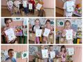 kolaż dzieci prezentują dyplomy za konkurs talerz pełen zdrowia