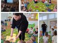 dzieci oglądają pachnące książki które pokazuje pani bibliotekarka