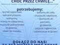 Plakat zachęcający do udziału w zbiórce na rzecz Domu Pomocy Społecznej w Koninie. Na górze napis Bądź Aniołem choć przez chwilę