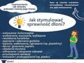 Plakat informujacy o tym jak stymulować sprawność dłoni 